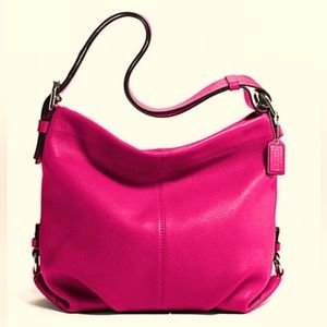 COACH Fuchsia Grain Leather Medium Crossbody Shoulder Bag Pink EUC